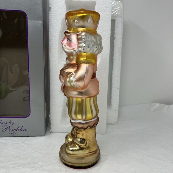 Vintage Hand Blown Glass Gold 10" Nutcracker by Peschka Christmas 1996 Figure - Picture 7 of 16